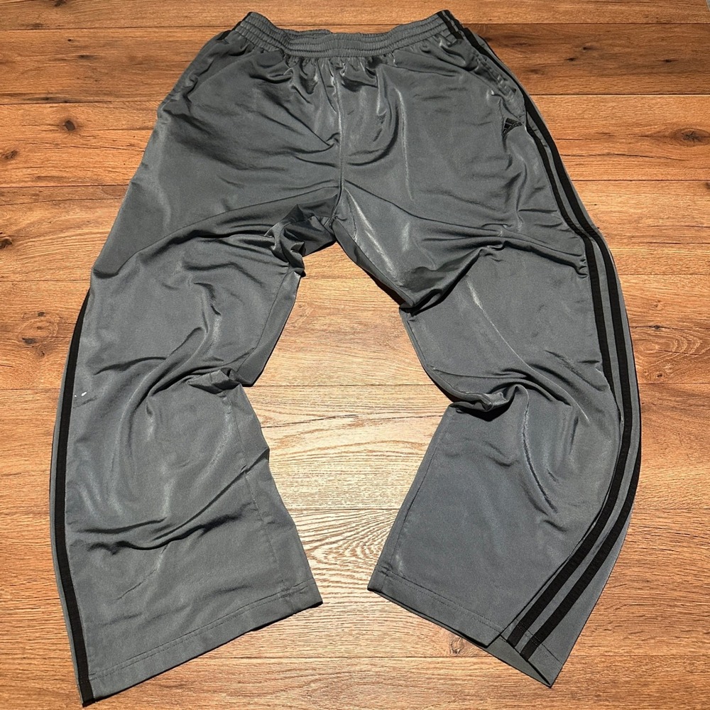 Adidas Grey Black Three Stripe Track Pants Mens Large